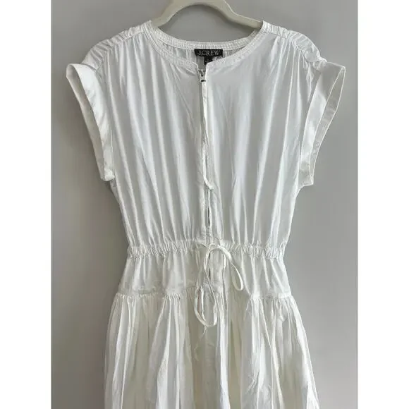 NWT J.Crew Drop Waist Midi Dress In Cotton Poplin White Size Small - Picture 5 of 9